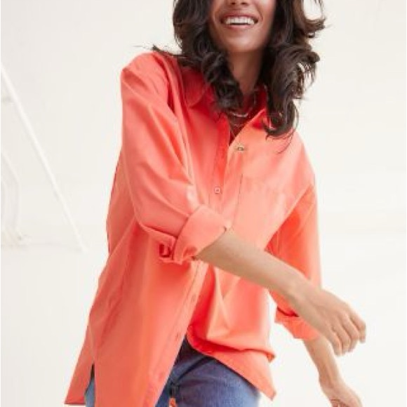 ❤️3/$30🩷Reitman’s XXL Buttoned-Down Poplin Shirt with Long Sleeves Orange - Picture 2 of 7